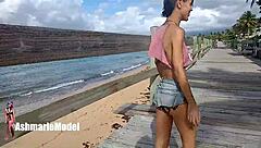 Hairy Woman Flashes Bouncing Tits in Public Dance