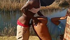 Lilpuddingbowls gets fingered outdoors with big cock and shaved pussy!