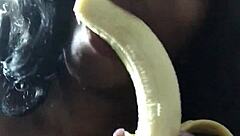 Wow, choking on banana like sucking dick with sexfeene!