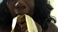 Wow, choking on banana like sucking dick with sexfeene!