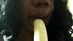 Wow, choking on banana like sucking dick with sexfeene!