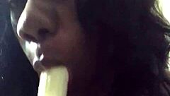 Wow, choking on banana like sucking dick with sexfeene!