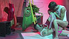 Blond Babe Feels Ecstasy in Double Penetration Anal Gangbang, Cum on Tits