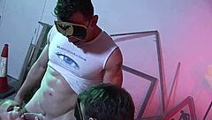 Blond Babe Feels Ecstasy in Double Penetration Anal Gangbang, Cum on Tits