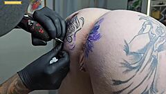 Outdoor anal tattoo change with interracial assfucking