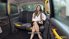 Natural Italian college girl in fake taxi