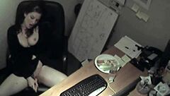 secretary says, i'm rubbing my tits and masturbating