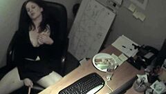 secretary says, i'm rubbing my tits and masturbating