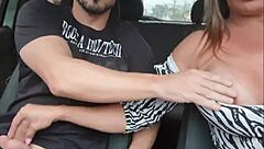 Bianca Naldy distracts driver for wild outdoor deepthroat action.