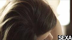 Redhead MILF with big ass and tits gives blowjob, bent over for creampie POV.