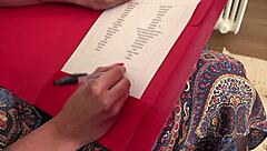 Redhead MILF with big ass and tits gives blowjob, bent over for creampie POV.