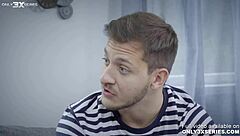 Redhead MILF with big ass and tits gives blowjob, bent over for creampie POV.