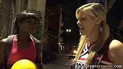 Redhead MILF with big ass and tits gives blowjob, bent over for creampie POV.