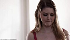 Redhead MILF with big ass and tits gives blowjob, bent over for creampie POV.