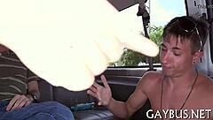 Redhead MILF with big ass and tits gives blowjob, bent over for creampie POV.