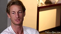 Redhead MILF with big ass and tits gives blowjob, bent over for creampie POV.