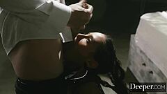 Redhead MILF with big ass and tits gives blowjob, bent over for creampie POV.