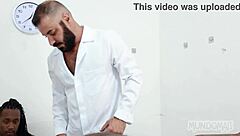 Redhead MILF with big ass and tits gives blowjob, bent over for creampie POV.