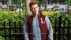 Redhead MILF with big ass and tits gives blowjob, bent over for creampie POV.