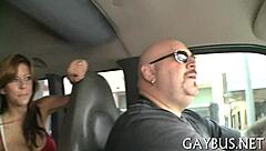 Redhead MILF with big ass and tits gives blowjob, bent over for creampie POV.