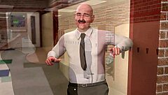 Redhead MILF with big ass and tits gives blowjob, bent over for creampie POV.