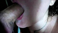 Redhead MILF with big ass and tits gives blowjob, bent over for creampie POV.