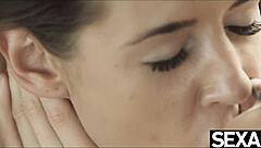 Redhead MILF with big ass and tits gives blowjob, bent over for creampie POV.