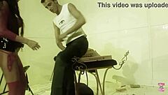 Redhead MILF with big ass and tits gives blowjob, bent over for creampie POV.