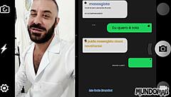 Redhead MILF with big ass and tits gives blowjob, bent over for creampie POV.