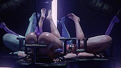 Redhead MILF with big ass and tits gives blowjob, bent over for creampie POV.