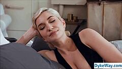 Redhead MILF with big ass and tits gives blowjob, bent over for creampie POV.