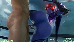 Overwatch's Widowmaker in anime 3D action, Rule 34-style