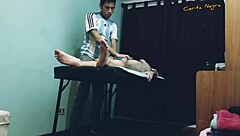 The massage leads to a blowjob with a happy ending.