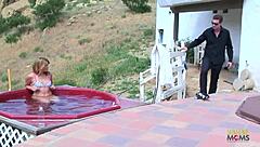 Topless Milf Sunbathing Attracts Big Cock Neighbor for Pussy Plowing