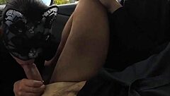 Hot milf sucks stranger's big cock in parking