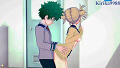 himiko toga and izuku midoriya have intense creampie sex in my hero academia hentai.