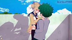 himiko toga and izuku midoriya have intense creampie sex in my hero academia hentai.