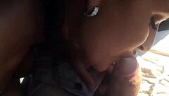 Brunette Hot Wife Sucks Huge Cock in Car During Wild Ride
