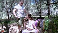 pretty teen says let's fuck in the woods