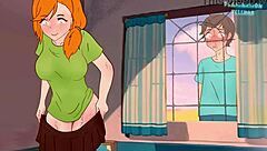 Steve在Minecraft恶搞中窥视Alex的裸露阴户