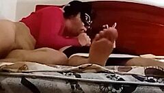 Mother-in-law surprises with quick blowjob