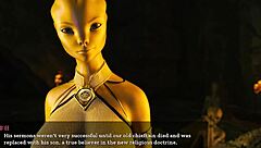 Curvy female alien fingers herself in sexy outfit