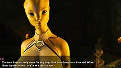 Curvy female alien fingers herself in sexy outfit