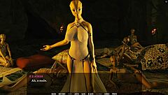 Curvy female alien fingers herself in sexy outfit