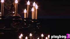 Big boobs blonde milf Lindsey Gayle Evans slowly takes off her lingerie to expose her amazing naked body