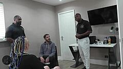 Cuckold Receives Cuckchair, Followed by BBC Gangbang with Spitting and Fetish