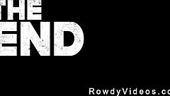 Muscular black hunk with big black cock fucks white roommate bareback in intense anal session