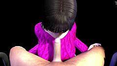3D Anime Suggests The Family's Older Sister In Clothed Blowjob Action