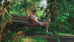 Blonde Amateur With Short Hair Gives Handjob Leading To Orgasm In Forest