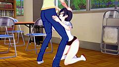 Kasumi, Olivia, and Chisato in intense futanari lesbian sex from Asobi Asobase